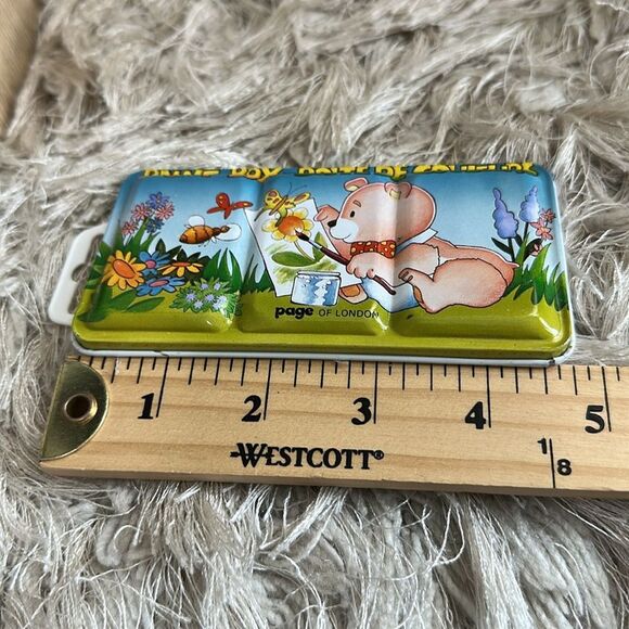 Vtg Page Of  London Mini Watercolor Box Paint Tins 2 Teddy Bear & 1 Pirate Scene - Picture 16 of 17